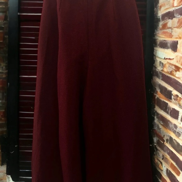 Loewe Wool Culottes Pant Burgundy Wool Lined Trousers Buttons Luxury Brand  40 - Picture 5 of 10